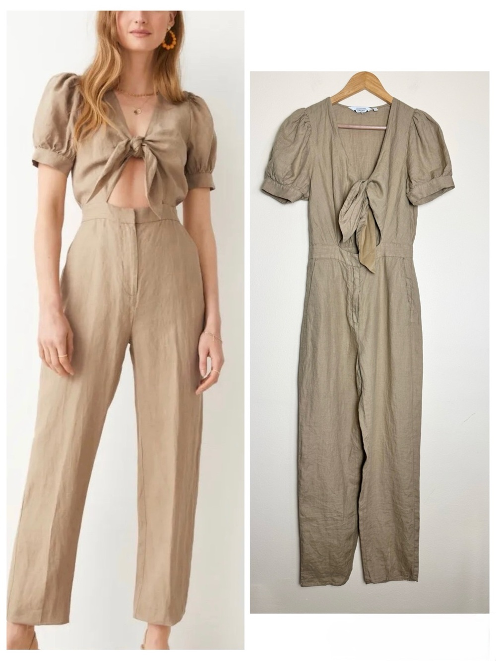 & Other Stories Tie Knot Linen Jumpsuit Size Small EUR 36